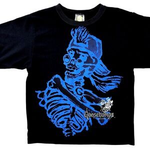 Vintage Rare OG 1996 Goosebumps Blue Skeleton T Shirt Sz Small‎